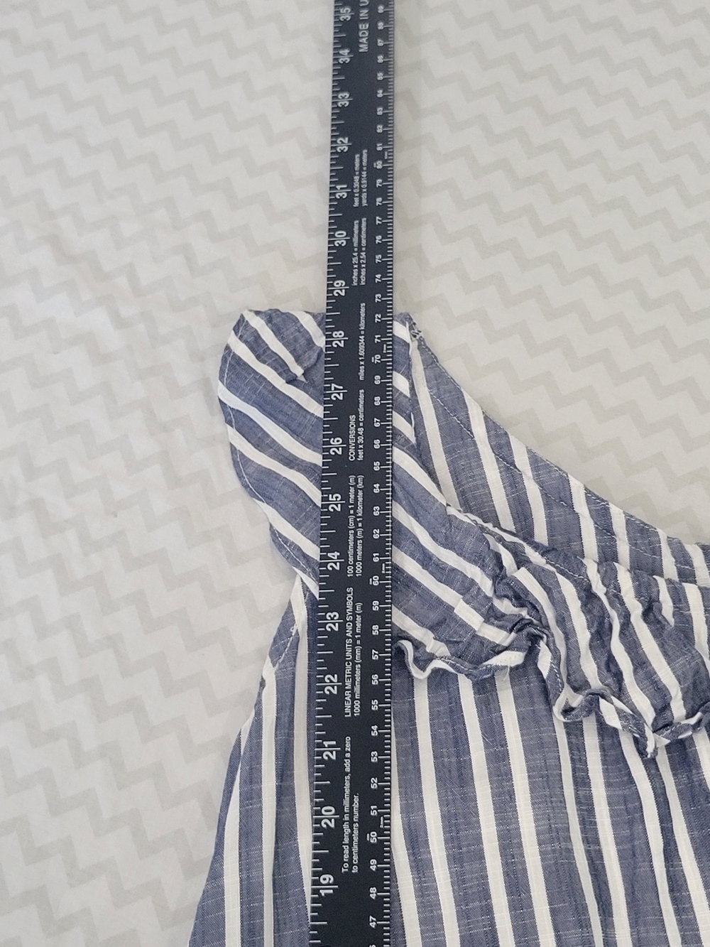 Girls Blue & White One-Shoulder Ruffle Stripe Dress Coastal Summer - Picture 5 of 11